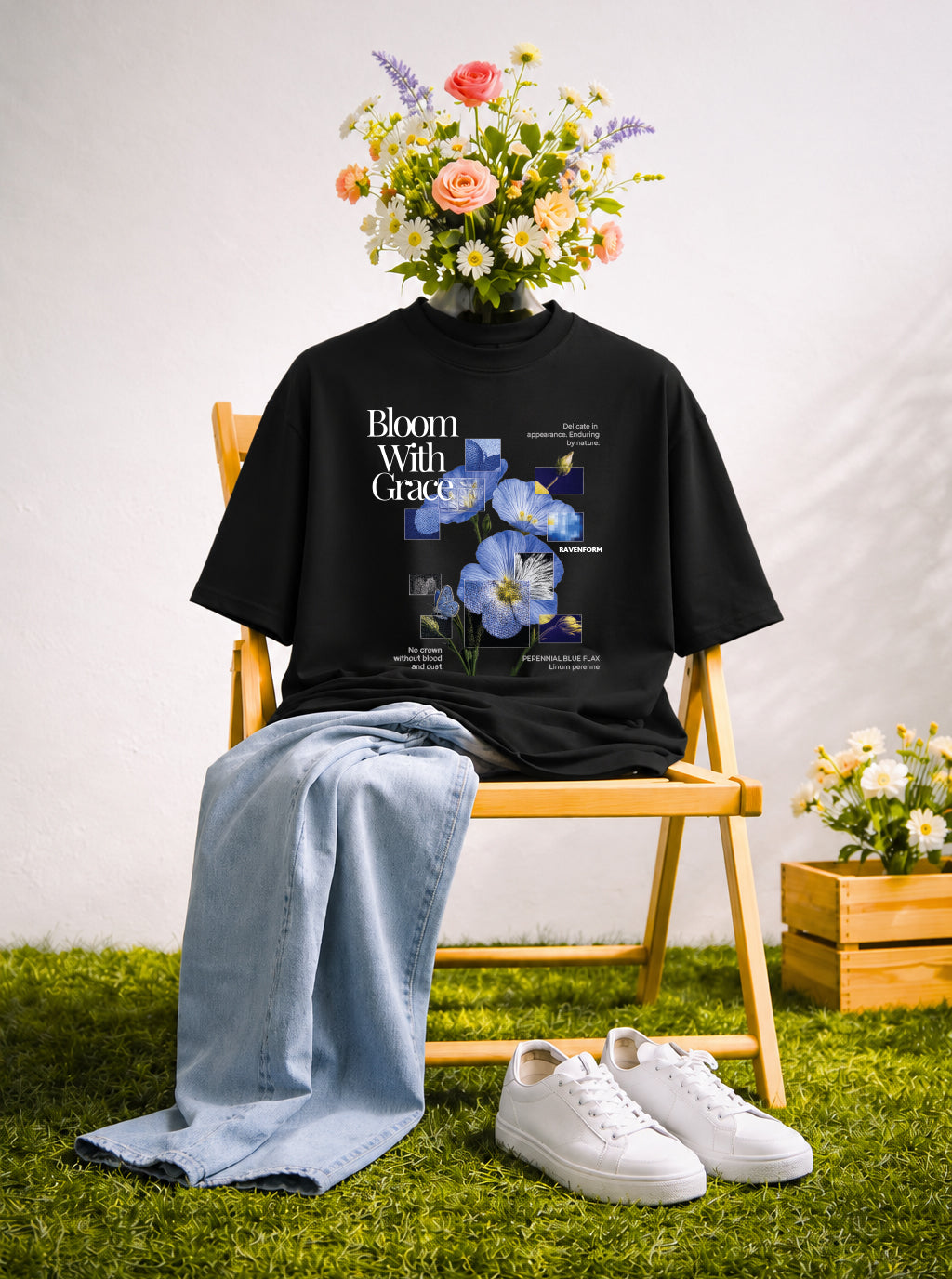 Bloom With Grace Floral Graphic Oversized T-Shirt