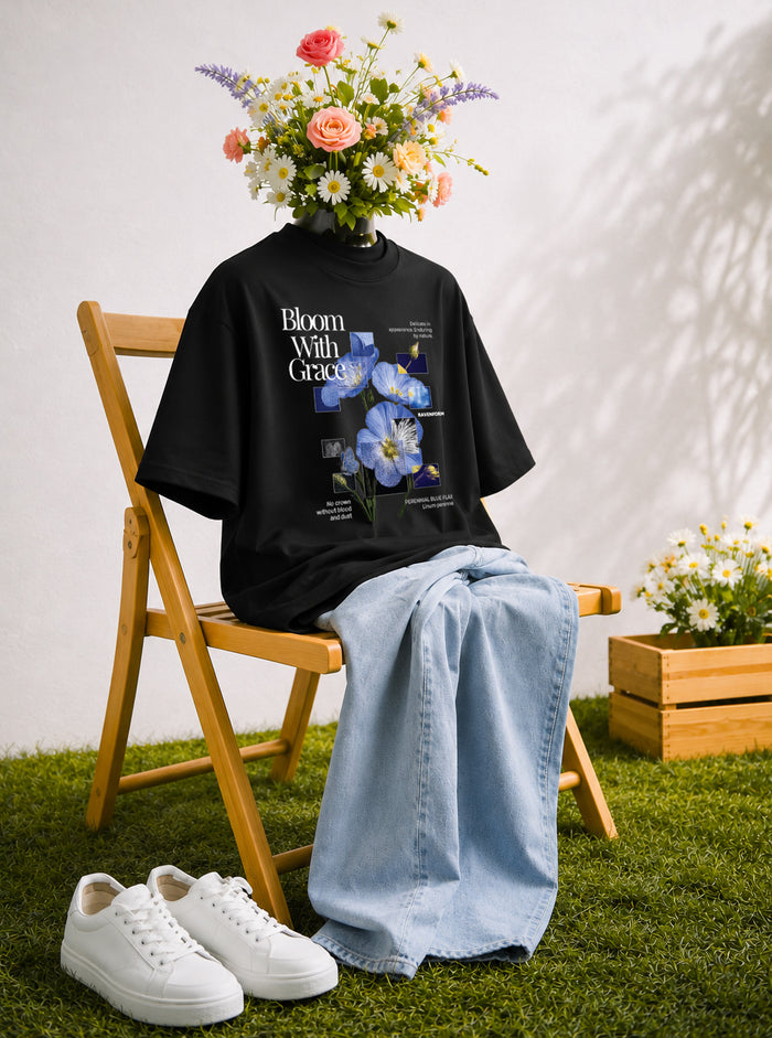 Bloom With Grace Floral Graphic Oversized T-Shirt
