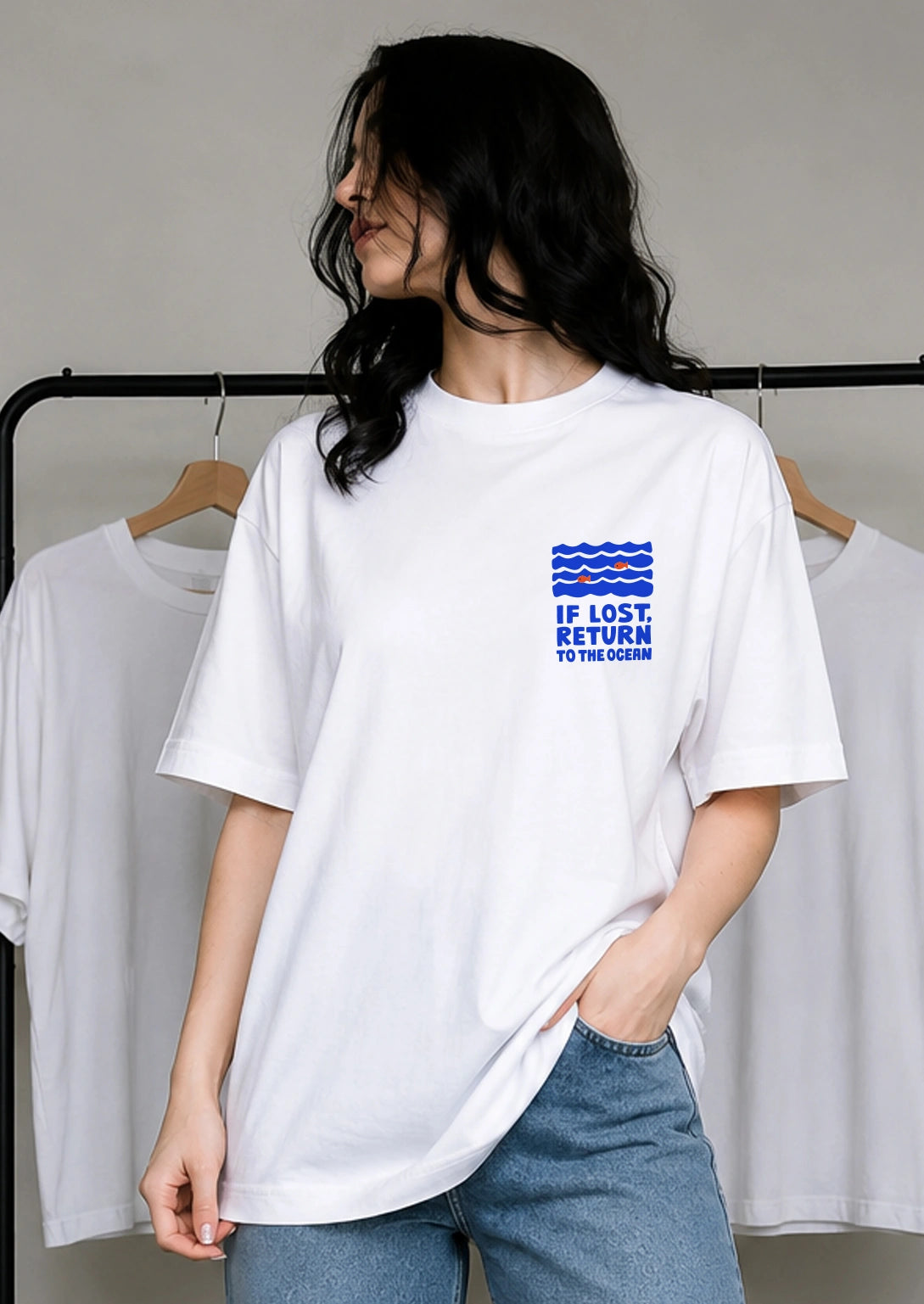 If Lost, Return to the Ocean Beach & Sea Oversized T-Shirt