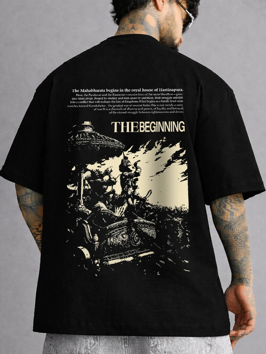 The Beginning Mahabharata Krishna Inspired Indian Mythology Oversized T-Shirt