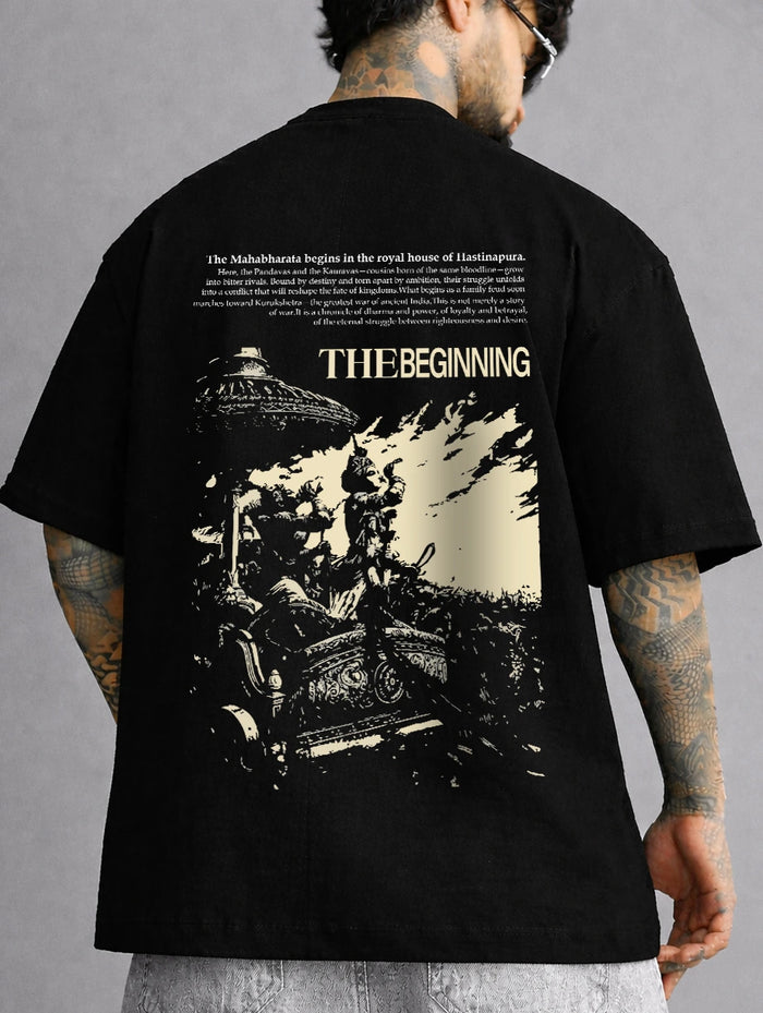 The Beginning Mahabharata Krishna Inspired Indian Mythology Oversized T-Shirt