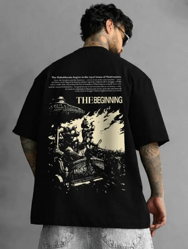 The Beginning Mahabharata Krishna Inspired Indian Mythology Oversized T-Shirt