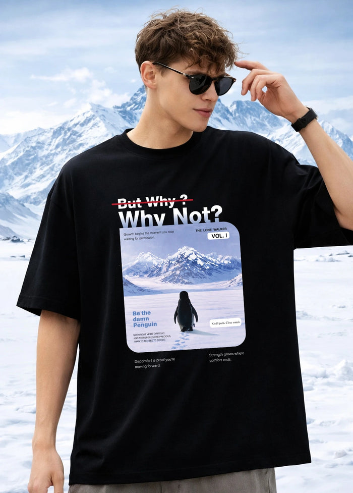 Walking Alone Penguin Oversized T-Shirt