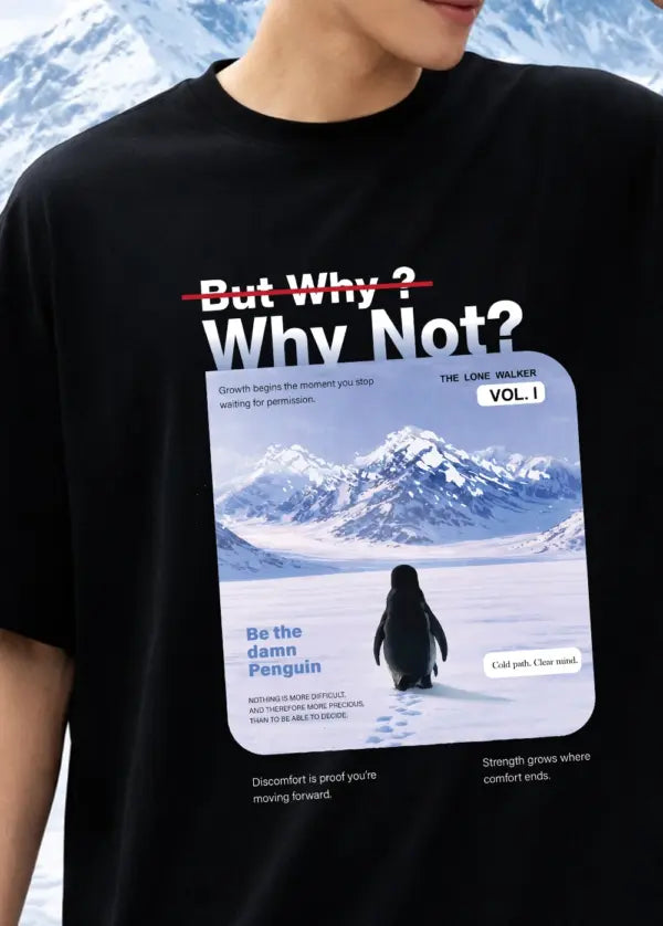 Walking Alone Penguin Oversized T-Shirt