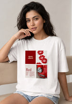 Red Chéri Graphic Oversized T-Shirt for Women