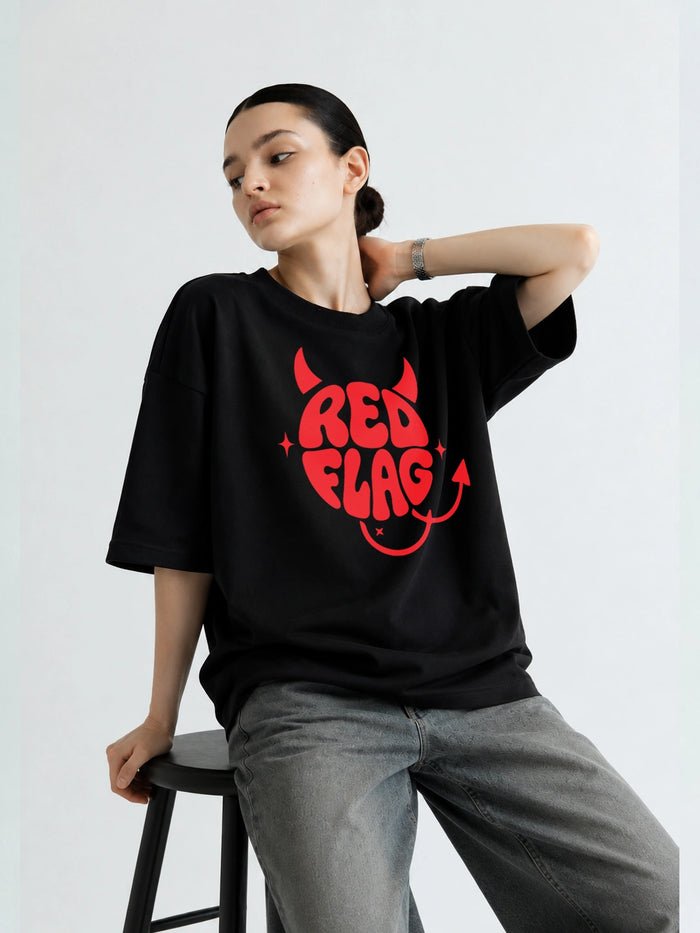 Red Flag Oversized T-Shirt for Women