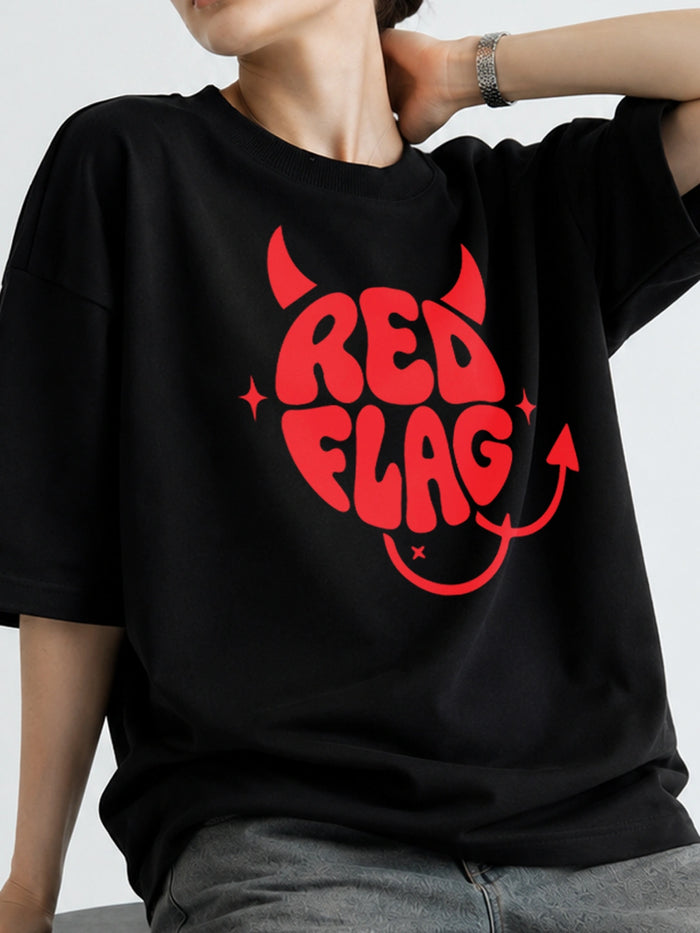 Red Flag Oversized T-Shirt for Women