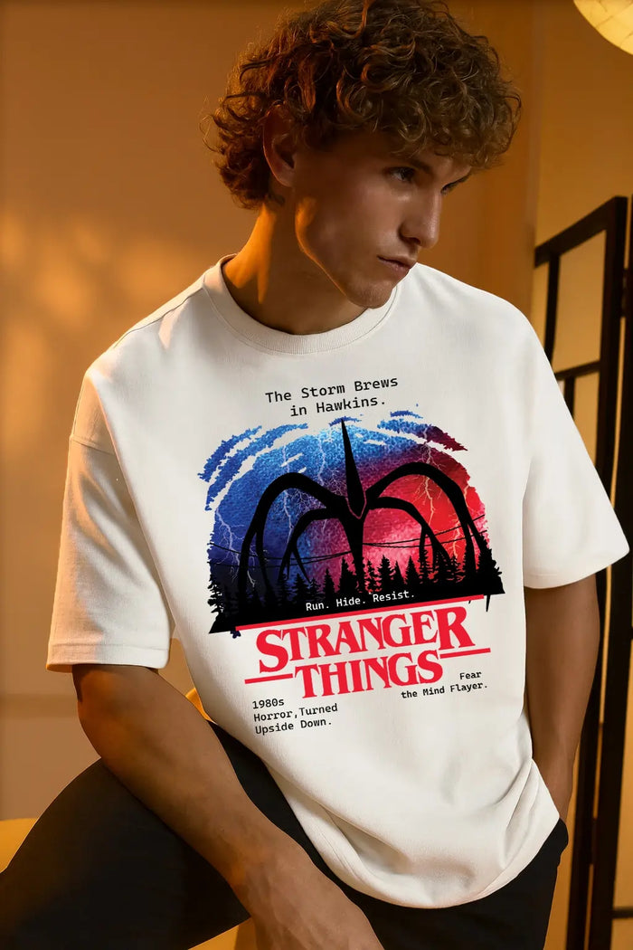 Stranger Things White Oversized T-Shirt